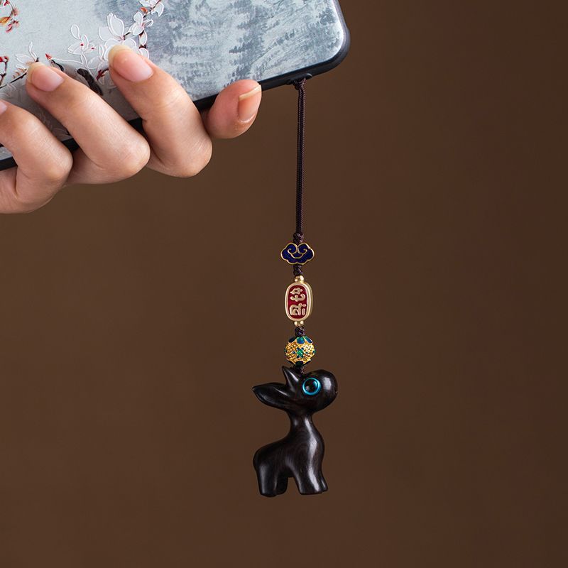 黑檀木汽车钥匙扣挂件一鹿有你可