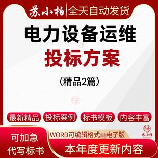 电力设备运行与维护项目技术方案电力线路运维技术投标书文件代写