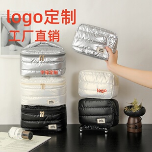 珠光软绵绵化妆包女大容量便携化妆品收纳包防水洗漱袋可定制logo