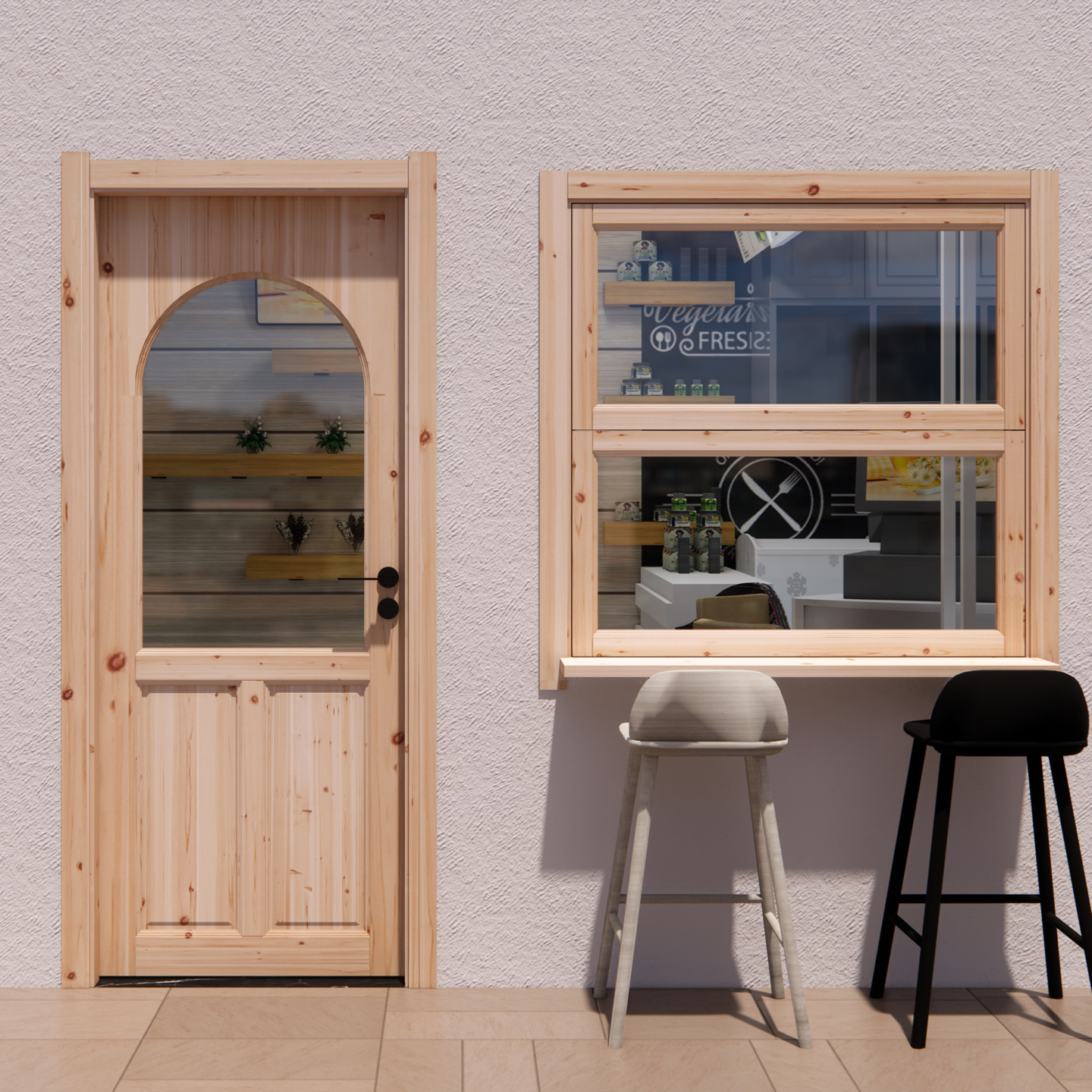 来样定制原木松木复古门面店装修