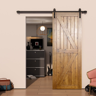 实木门谷仓门原木风油漆门推拉门卧室门来样定制现货