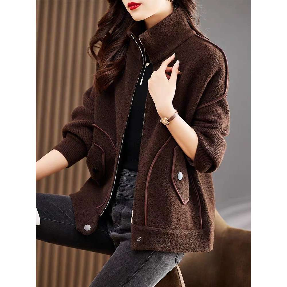 女士短外套春秋休闲百搭夹克开衫2023新款深秋高级妈妈装呢子上衣