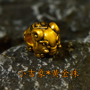 诺诗珠宝足金小吉象吉祥转运珠国潮黄金手链手环炫黑金百搭时尚