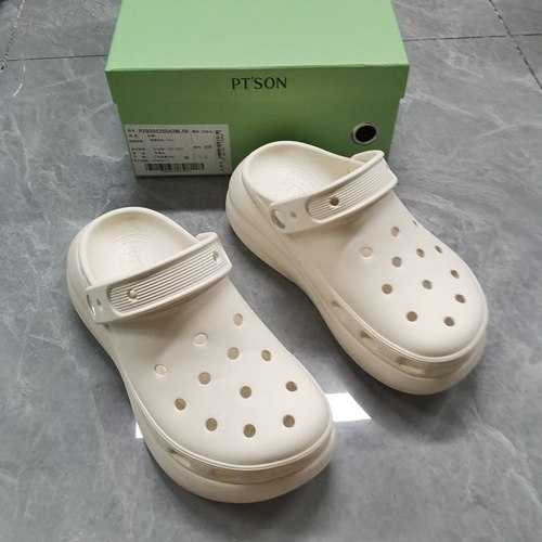 品牌正品断码撤柜时尚百搭休闲圆头厚底女洞洞鞋25525奶油白35码