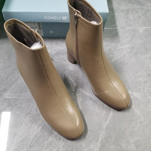 品牌正品断码撤柜时尚百搭休闲圆头粗跟羊皮女短靴3A857奶茶色34