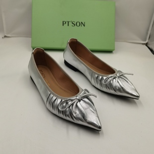 品牌正品商场同款新款女鞋休闲鞋单鞋女鞋平底8710银色36码