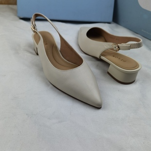 品牌正品商场同款新款女鞋休闲鞋凉鞋女鞋中跟尖头2C307米白色36