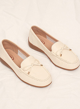 真皮女鞋春季新款真皮一脚蹬豆豆鞋舒适软底百搭浅口单鞋女 A3131