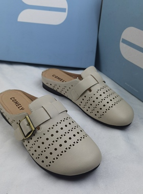 品牌正品商场同款新款女鞋休闲鞋穆勒鞋女鞋平底5A288米白色36码