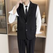 马甲男无袖 西装 韩版 百搭宽松夏季 潮流外套 夏季 背心马夹男士 新款