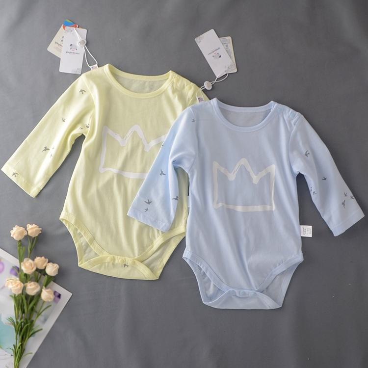 新生儿夏季薄款长袖护肚三角哈衣