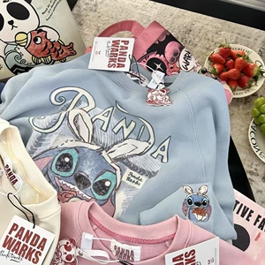 Pandawarks熊猫纸袋「情侣史迪仔」 360g高品质毛圈散口毛边卫衣