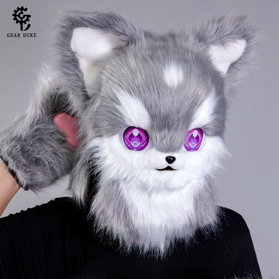 二次元兽娘狐猫兽头套展会拍摄