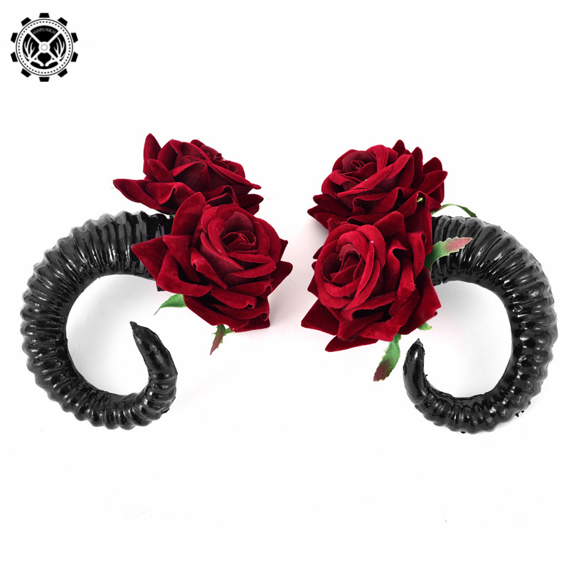 lolita哥特欧美中二软妹绵羊角发夹拍摄道具漫展发饰