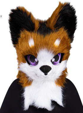 跨境热卖卡通兽头软萌犬科毛绒头套欧美动漫角色扮演人偶服装配饰