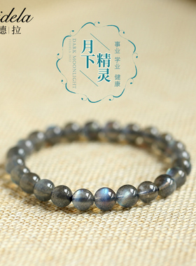 MYPAPA珠宝玻璃体黑月光石单圈圆珠手链F220922-P