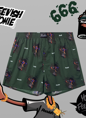 霹危斯PEEVISH纯棉阿罗裤宽松内裤男裤头女居家短睡裤孖烟通裤衩