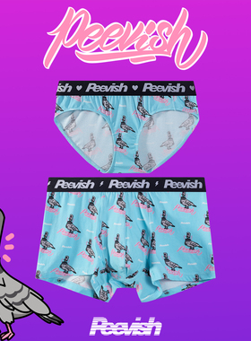 PEEVISH/霹危斯卡通可爱情侣抗菌纯棉平角内裤男女三角内裤头裤衩