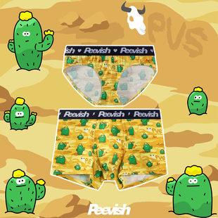 衩女三角内裤 霹危斯PEEVISH卡通可爱情侣抗菌纯棉平角内裤 男生裤