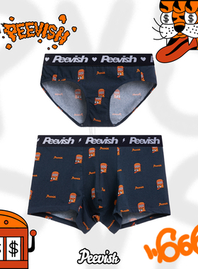 霹危斯PEEVISH卡通可爱情侣抗菌纯棉女三角内裤平角内裤男生裤衩