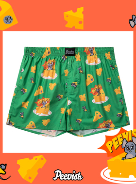 霹危斯PEEVISH纯棉阿罗裤可爱内裤男女情侣居家短睡裤孖烟通裤衩