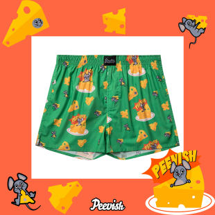 孖烟通裤 男女情侣居家短睡裤 衩 可爱内裤 霹危斯PEEVISH纯棉阿罗裤