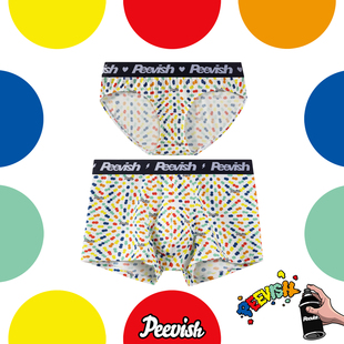 衩女三角内裤 霹危斯PEEVISH卡通可爱情侣抗菌纯棉平角内裤 男生裤