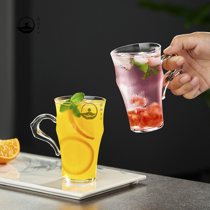 耐高温透明玻璃喝茶杯有把泡茶杯