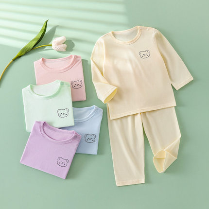 儿童衣服休闲长袖T恤夏季空调服男童女透气打底衫小童夏天套装