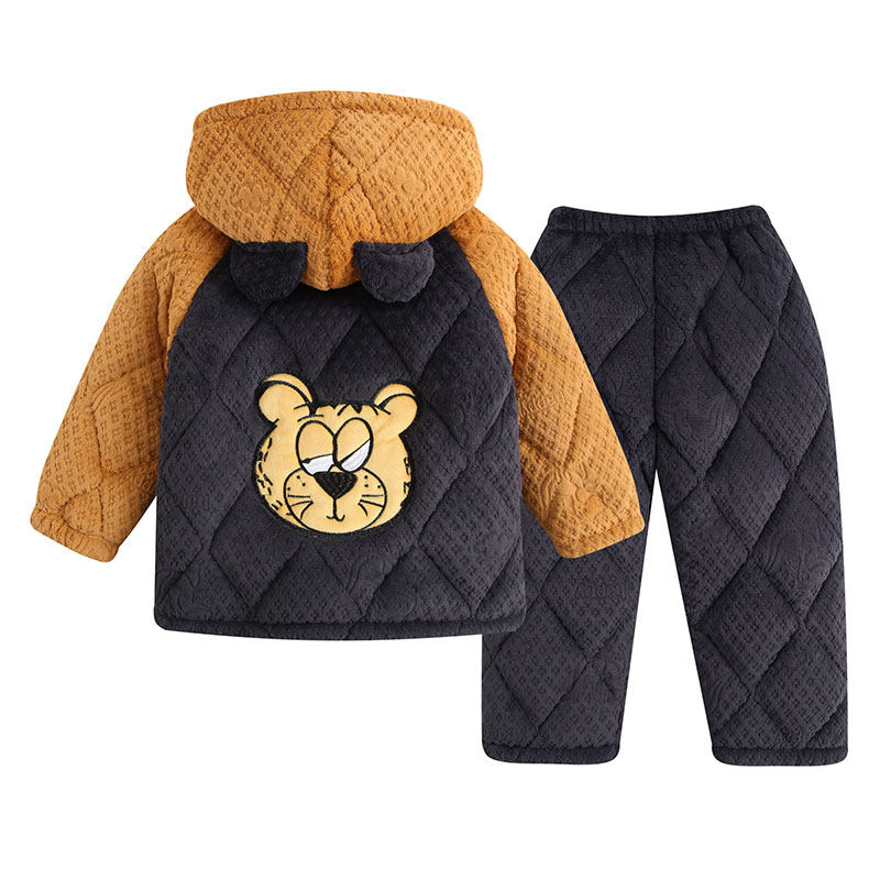 儿童睡衣男童冬季加厚款三层加厚加绒小男孩宝宝连帽家居服套装,童装/婴儿装/亲子装,家居服套装,淘宝优惠券,粉丝福利购,淘宝优惠卷