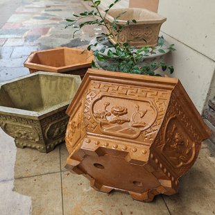 六角花盆模具水泥盆塑料自制模型欧式荷花盆景种花花盒花盘模板