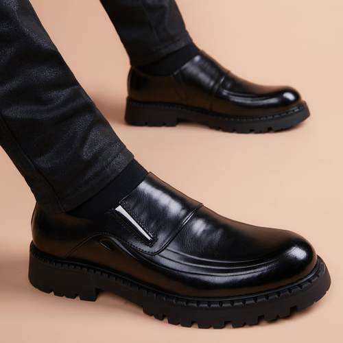 男士皮鞋真皮一脚蹬百搭