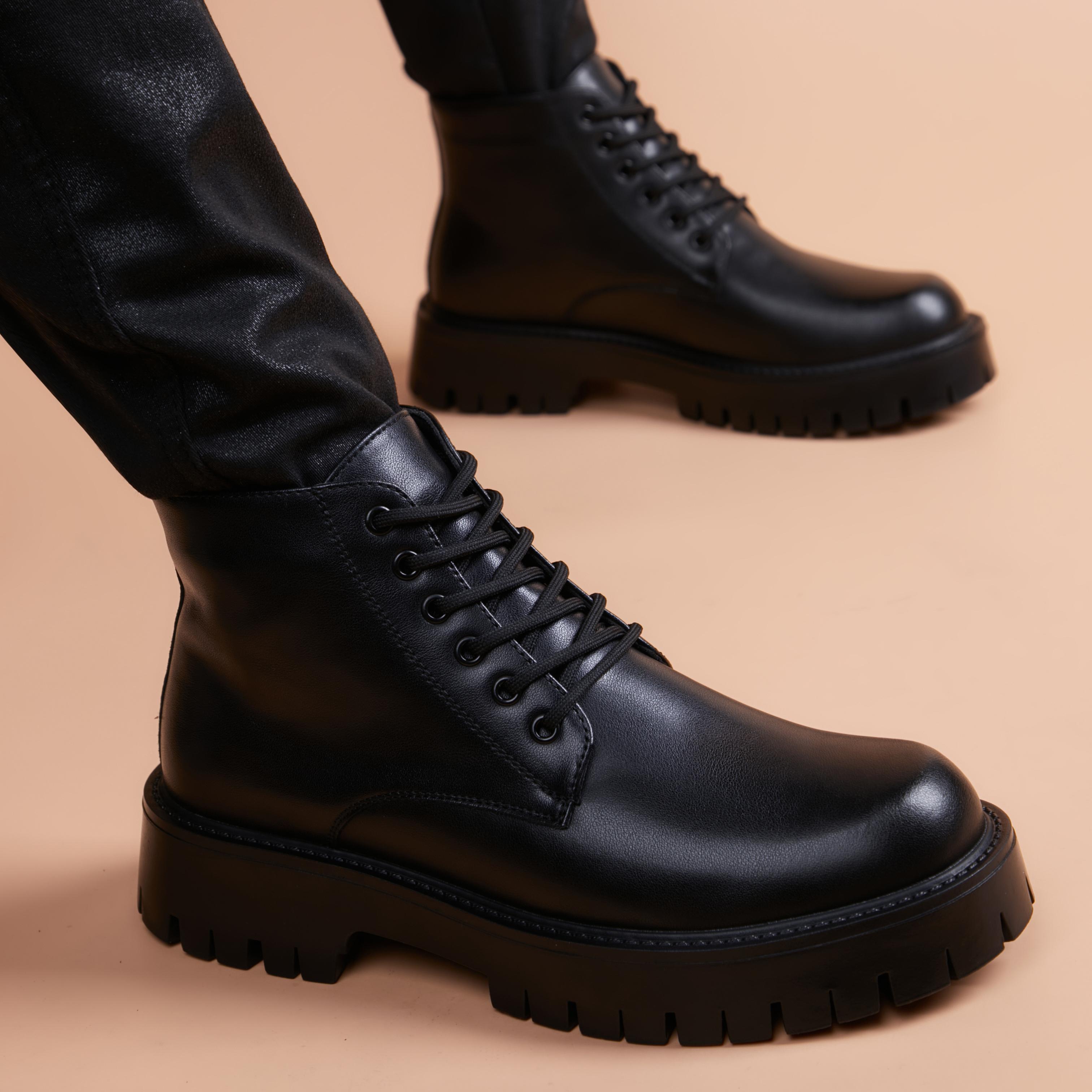 新款马丁靴男厚底百搭短靴子