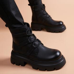 男士马丁靴2025新款真皮英伦风时尚高帮皮鞋厚底黑色爆款工装靴子