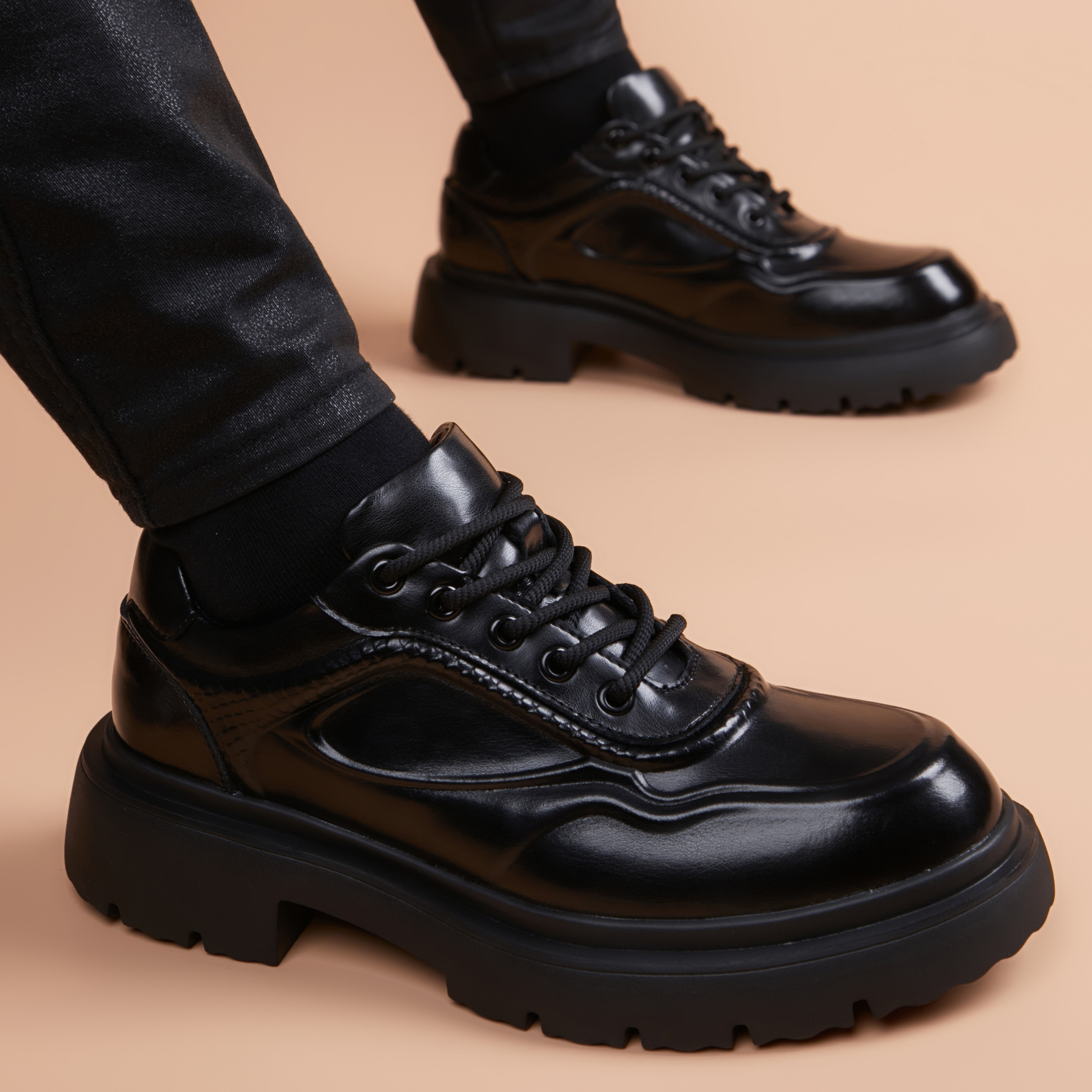 皮鞋男款2025新款年轻人增高厚底真皮英伦风潮鞋商务休闲痞帅高档