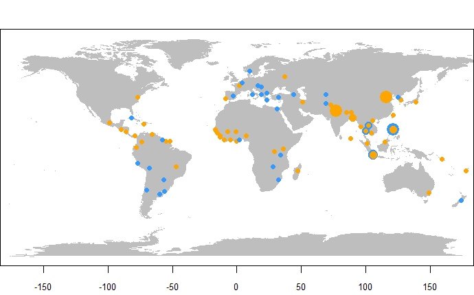 R语言绘制物种地理位置分布图，美化图片，基因分析