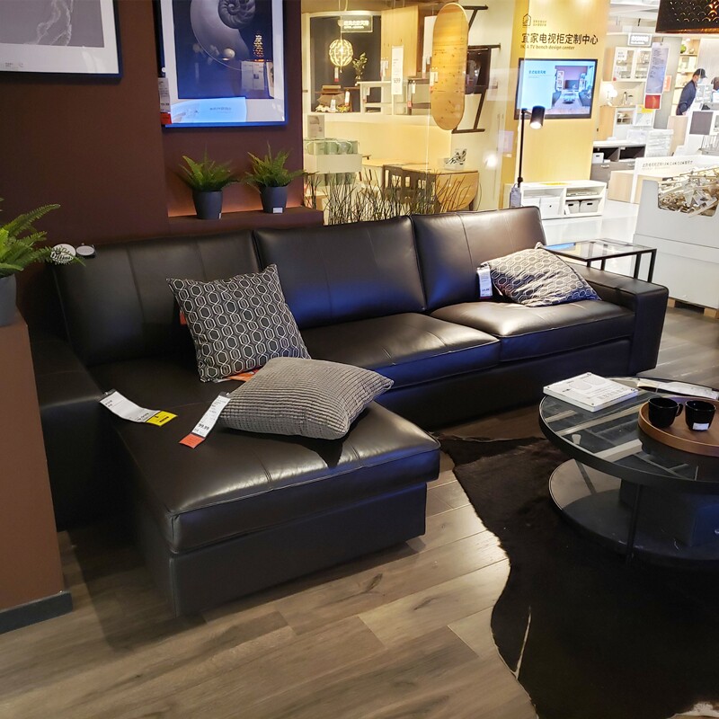 小蜗牛宜家ikea奇维四人沙发带贵妃椅客厅大沙发真皮沙发北欧轻奢