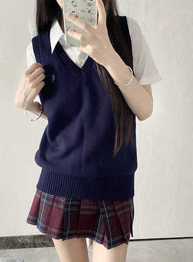花千猪原创 绫川中背心 JK多色马甲针织毛衣学院风jk制服百搭上衣