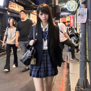 花千豬原創(chuàng) 紺色棕色外套 校供感jk制服微收腰款 崎野高西裝