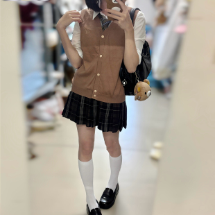 上衣 JK多色毛衣针织外套jk制服学院风刺绣款 花千猪原创 背心开衫