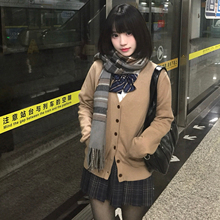花千猪原创 毛衣开衫             JK棕色针织外套学院jk制服上衣