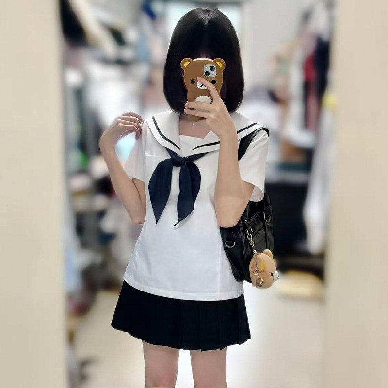 花千猪新品  圣音中水手服  日系白一本水手领上衣JK制服夏秋套装图片