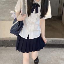 花千猪原创 小铃音衬衫   学院风白色蓝色短袖长袖jk制服刺绣上衣