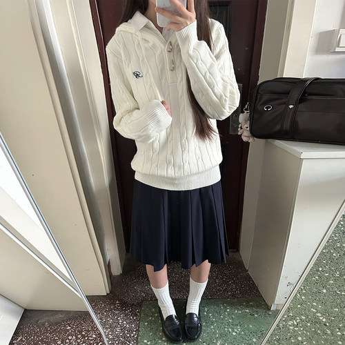 花千猪新品  雪野中套头毛衣 JK秋冬款针织毛衣jk制服百搭款上衣