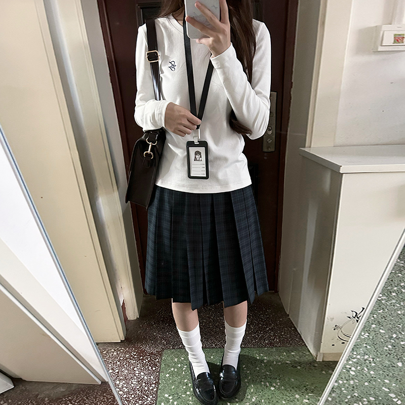 花千猪原创 小芝T恤  日系学院风圆领内搭jk制服白色长袖短袖上衣
