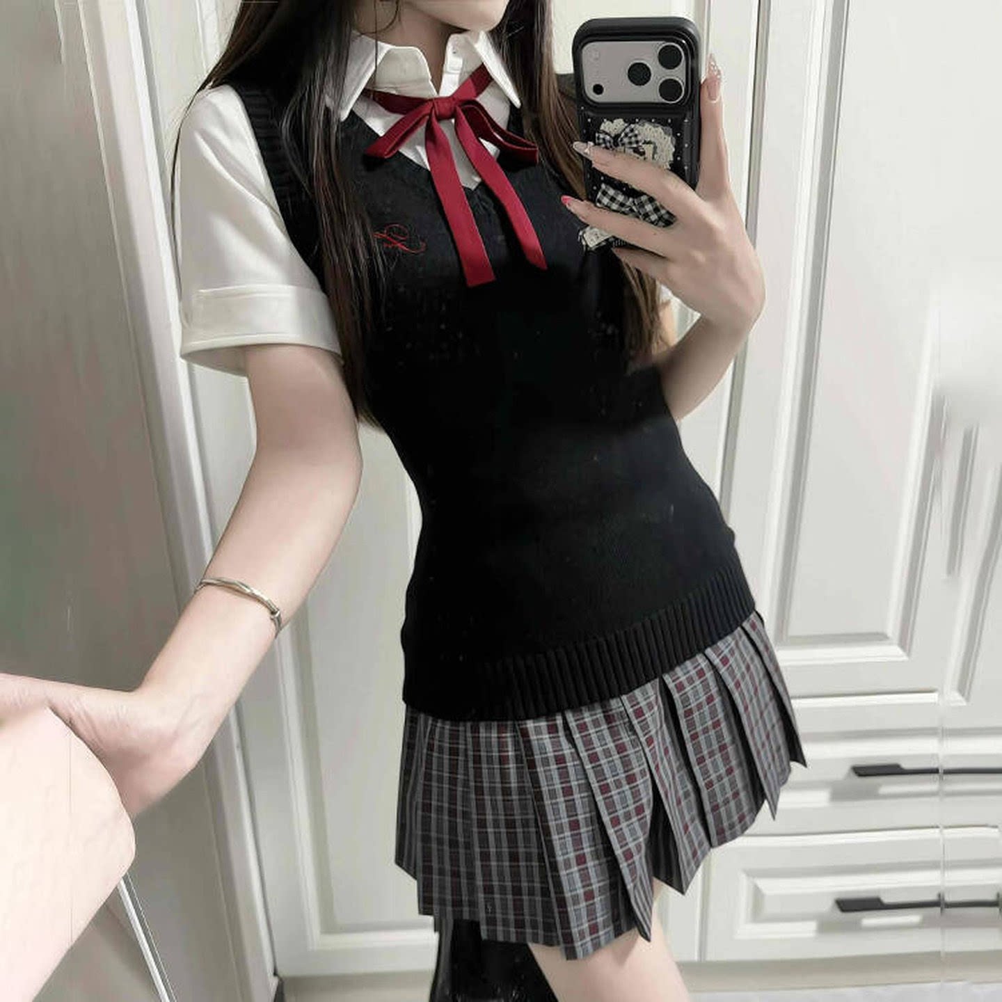 花千猪原创 小凛中背心 JK收腰马甲日系jk制服百搭秋冬款针织毛衣