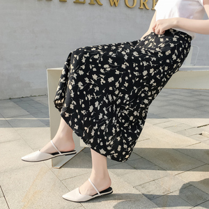 RM17009#韩国百搭松紧腰印花A字裙女春夏新款显瘦碎花半身裙