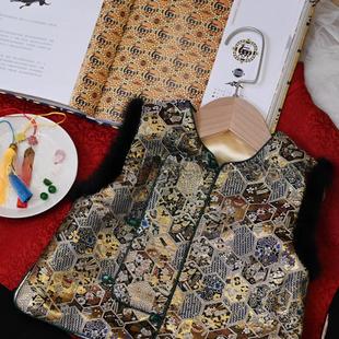 2025新款儿童复古新中式国风马甲周岁宴礼服男宝宝亲子拜年马甲