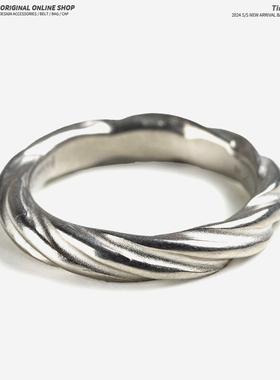 24早春新款MMM扭曲6纹永恒银色戒指男女情侣百搭轻奢时尚饰品项链