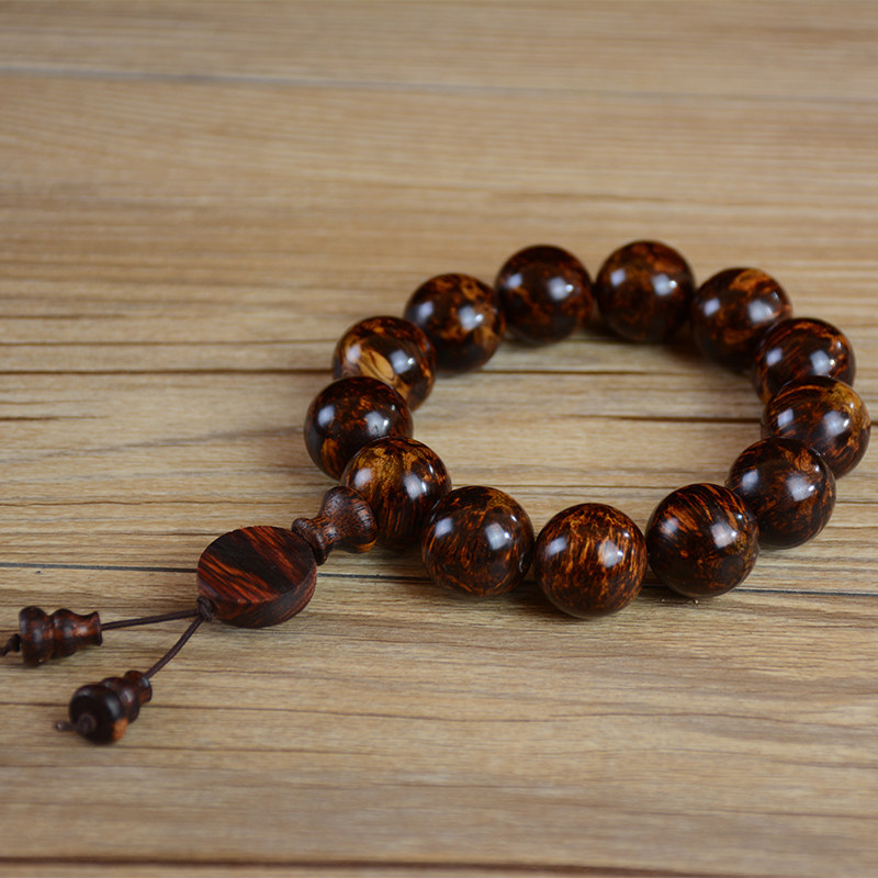 小叶黄花梨手串烟花纹缅甸藤香木留疤酷似海南黄花梨佛珠男女手链